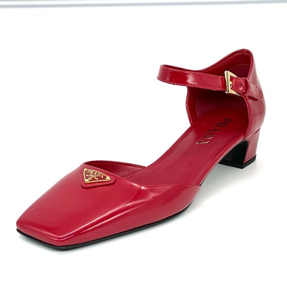 PRADA Modellerie Logo D'Orsay Square Toe Ankle Strap Mary Jane Pumps Heels - Picture 5 of 16
